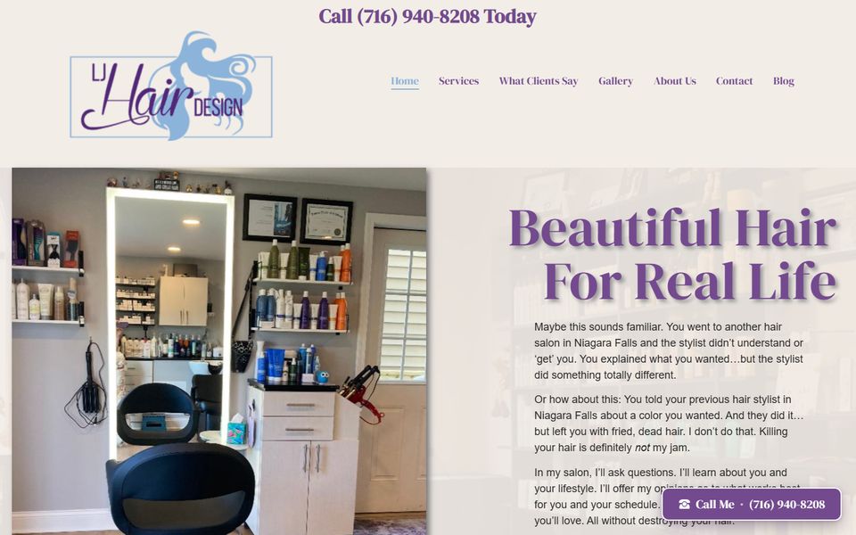 The LJ Hair Design homepage